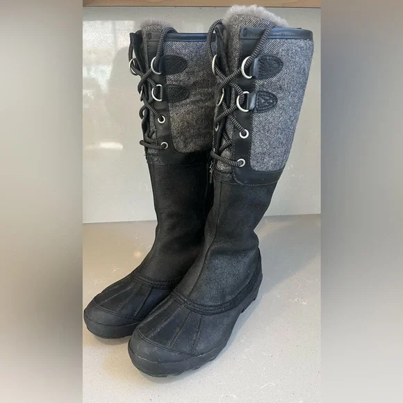 Ugg Belcloud 14” Tall Shearling Lined Leather Suede Lace Up Waterproof Boots 8 - Picture 2 of 13